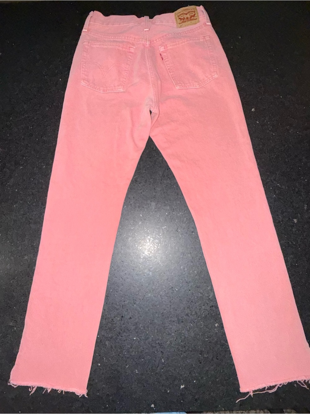 UEC Levi's 501 Pink BUTTONFLY Straight-Leg RAW HEM Jeans SZ 27x30”